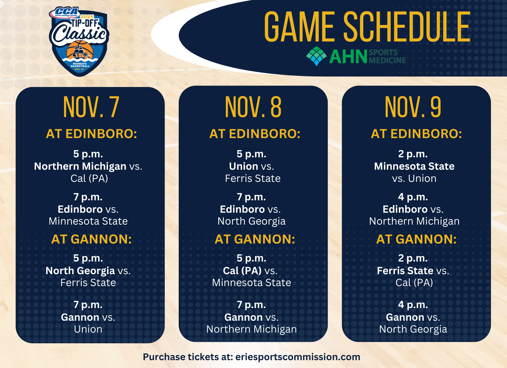 GAME SCHEDULE 29